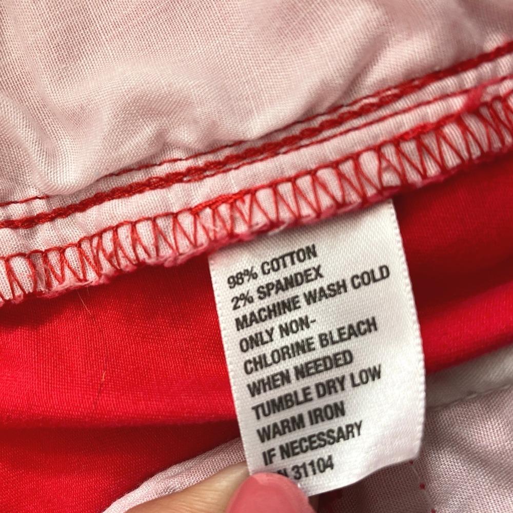 Crown & Ivy Ankle Pants Womens 10 Red Chino Straight Mid Rise Stretch Cropped - Picture 4 of 11